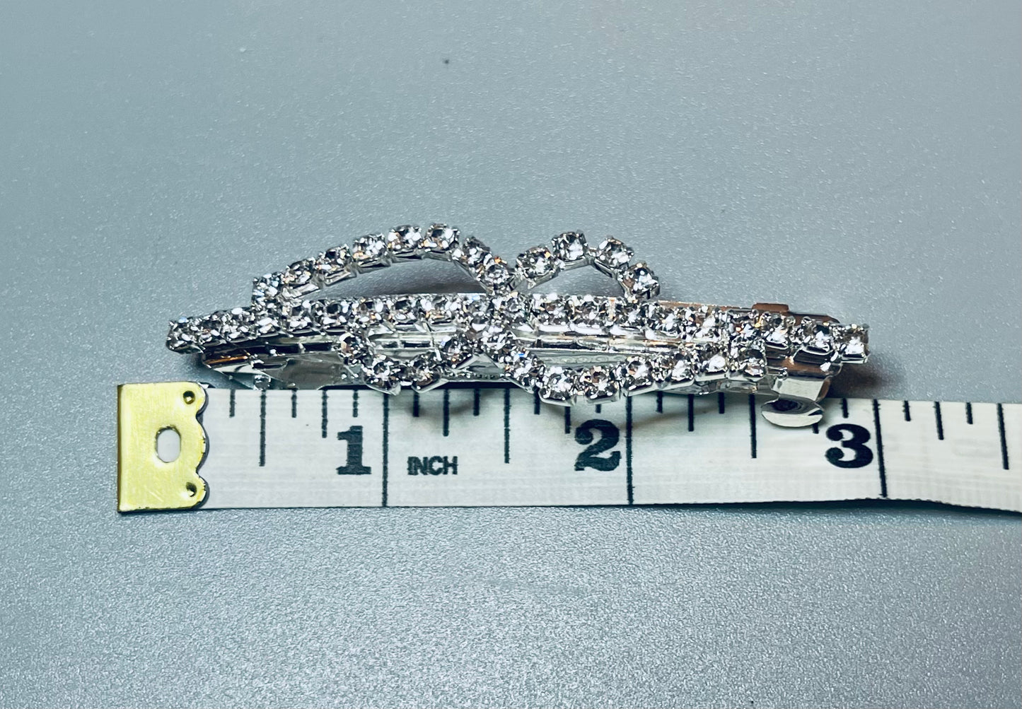 Clear Crystal rhinestone barrette approximately 3.0” silver tone formal hair accessories gift wedding bridesmaid