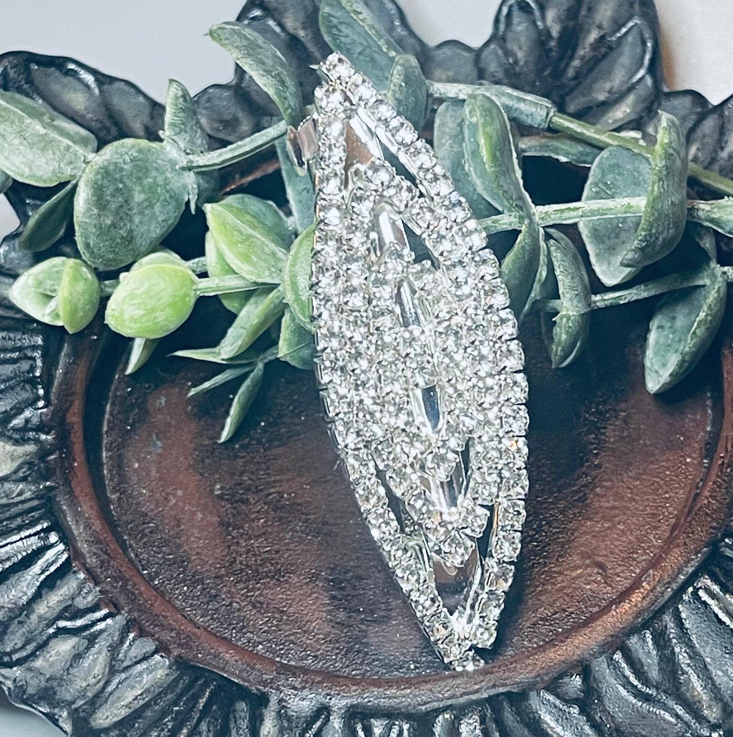 Clear Crystal rhinestone barrette approximately 3.0” silver tone formal hair accessories gift wedding bridesmaid Prom birthday gifts