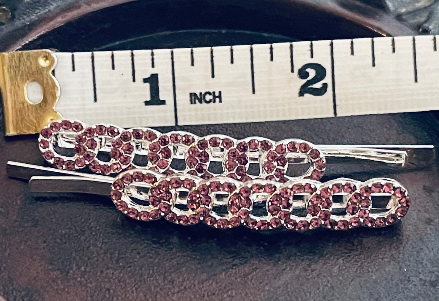Purple Crystal rhinestone hairpins 2pc approximately 2.5”silver tone formal hair accessories gift wedding bridesmaid princess accessory