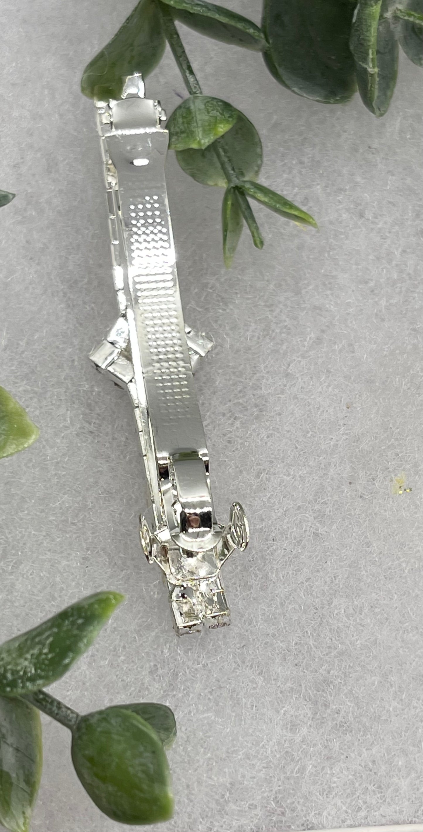 Iridescent Crystal Rhinestone barrette approximately 3.0” silver tone formal hair accessory gift wedding bridal Hair accessory