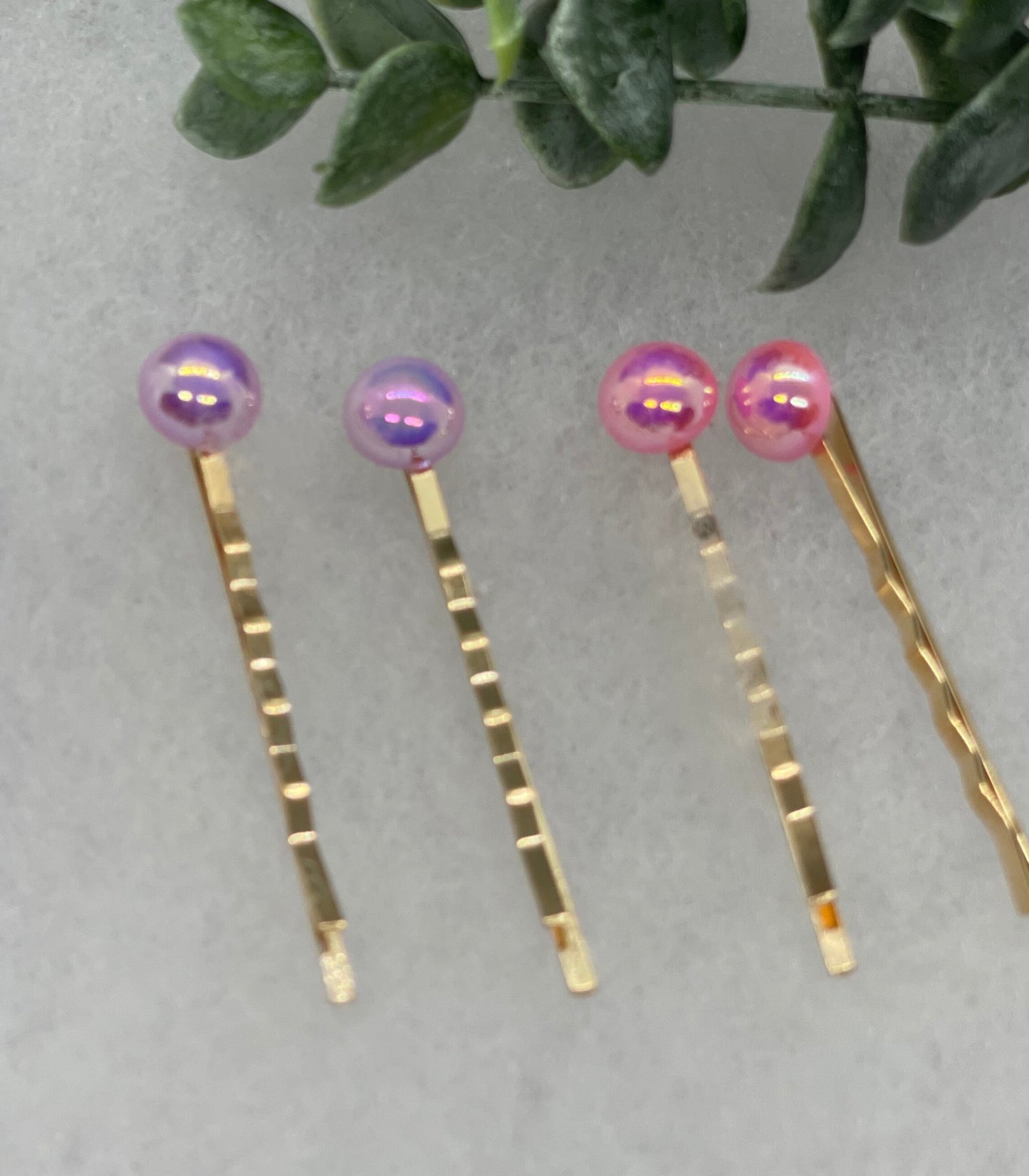 Pink Purple faux pearl 4 pc set Gold Antique vintage Style approximately 3.0” hair pin wedding engagement bride princess formal hair accessories