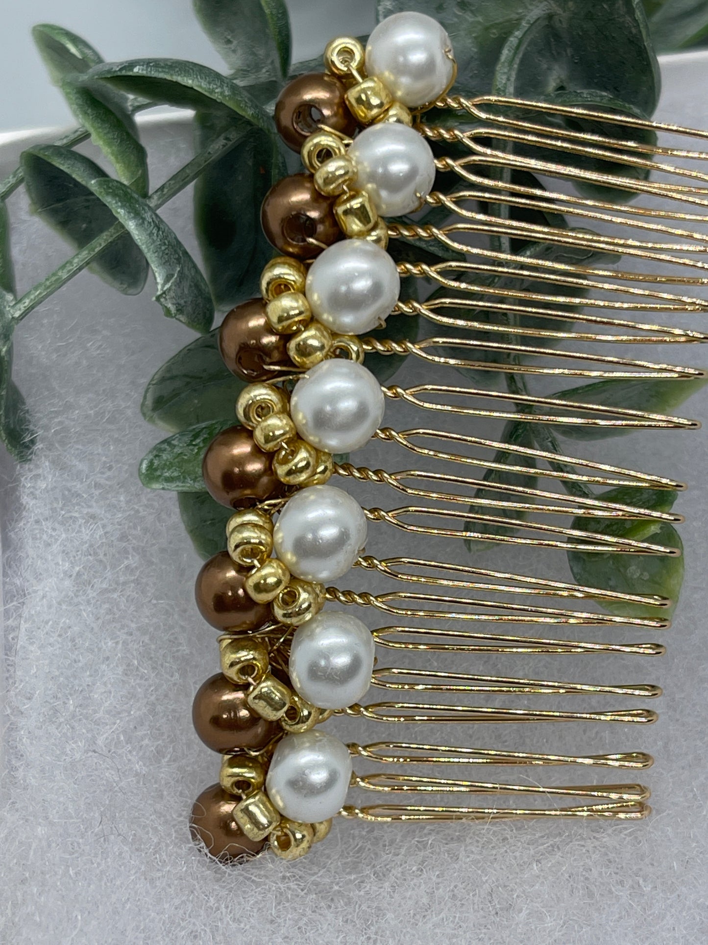 Copper White gold beaded side Comb 3.5” gold Metal hair Accessories bridesmaid birthday princess wedding gift handmade accessories