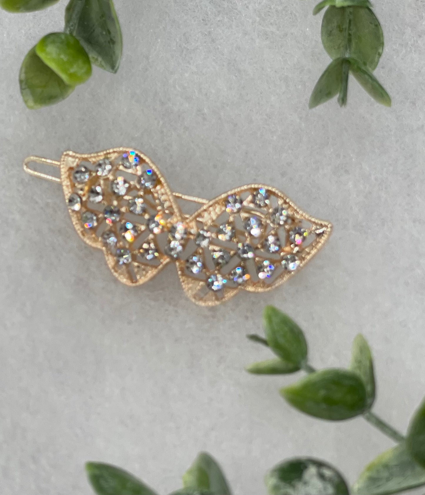 Crystal butterfly crystal rhinestone approximately 2.0” barrette Gold vintage style bridal Wedding shower sweet 16