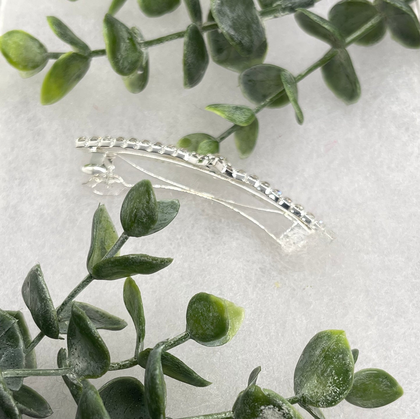 Clear Crystal Rhinestone barrette approximately 3.0” silver tone formal hair accessory gift wedding bridal Hair accessory