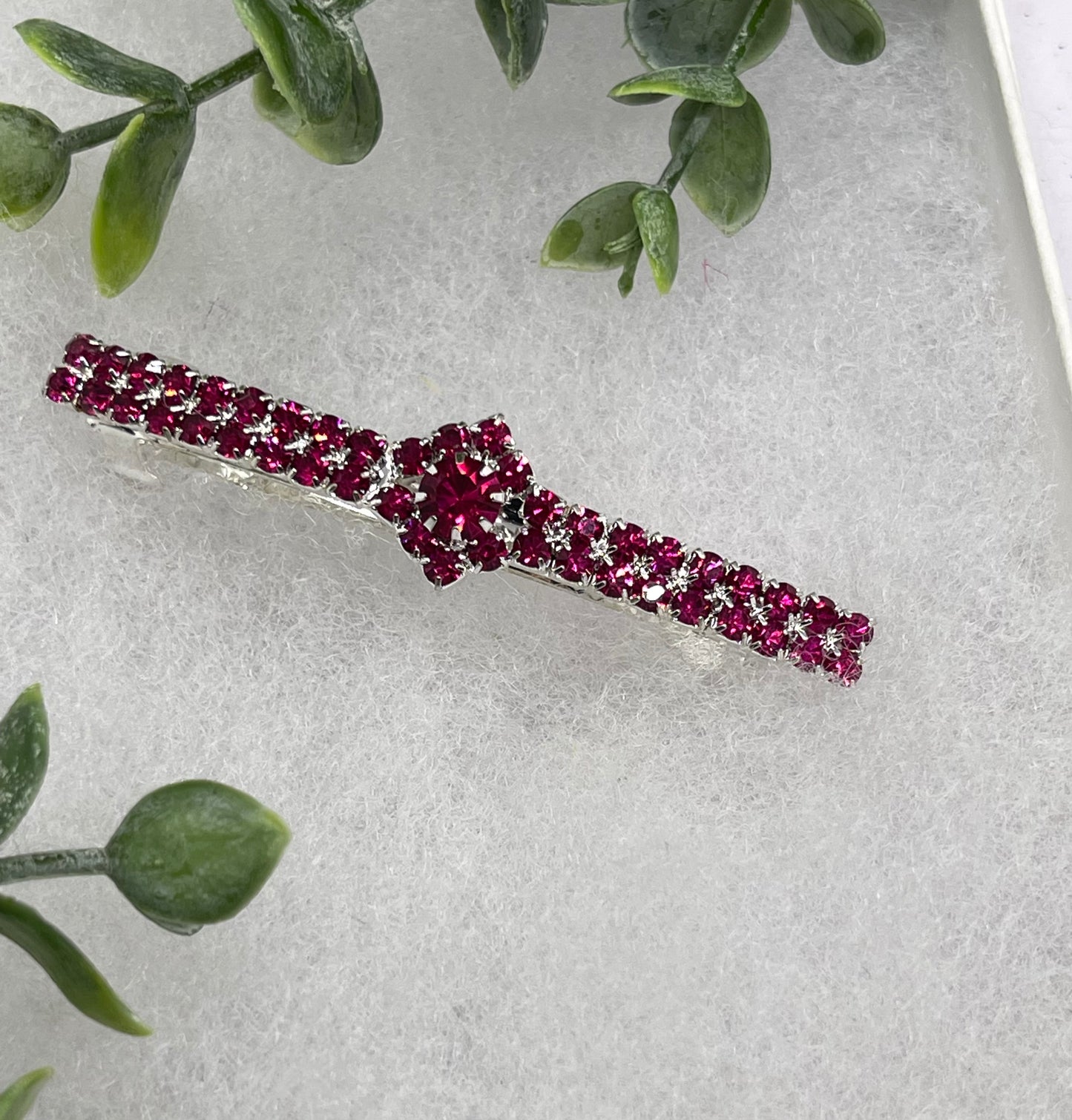 Purple wine Crystal Rhinestone barrette approximately 3.0” silver tone formal hair accessory gift wedding bridal Hair accessory