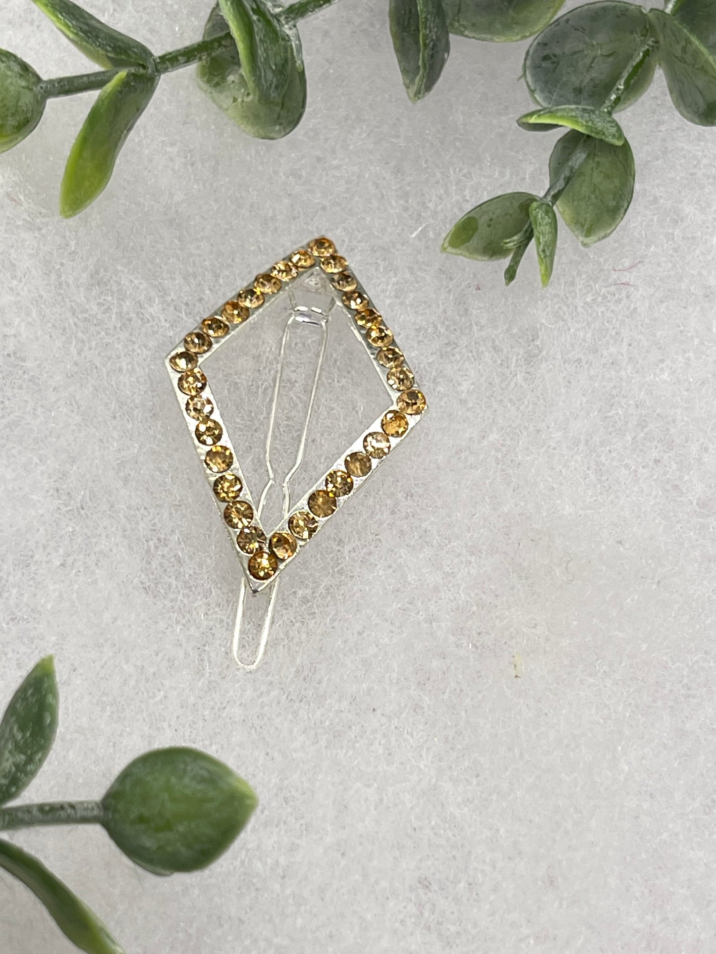 Gold Crystal Rhinestone Hair clip approximately 2.0” silver tone formal hair accessory gift wedding bridal Hair accessory