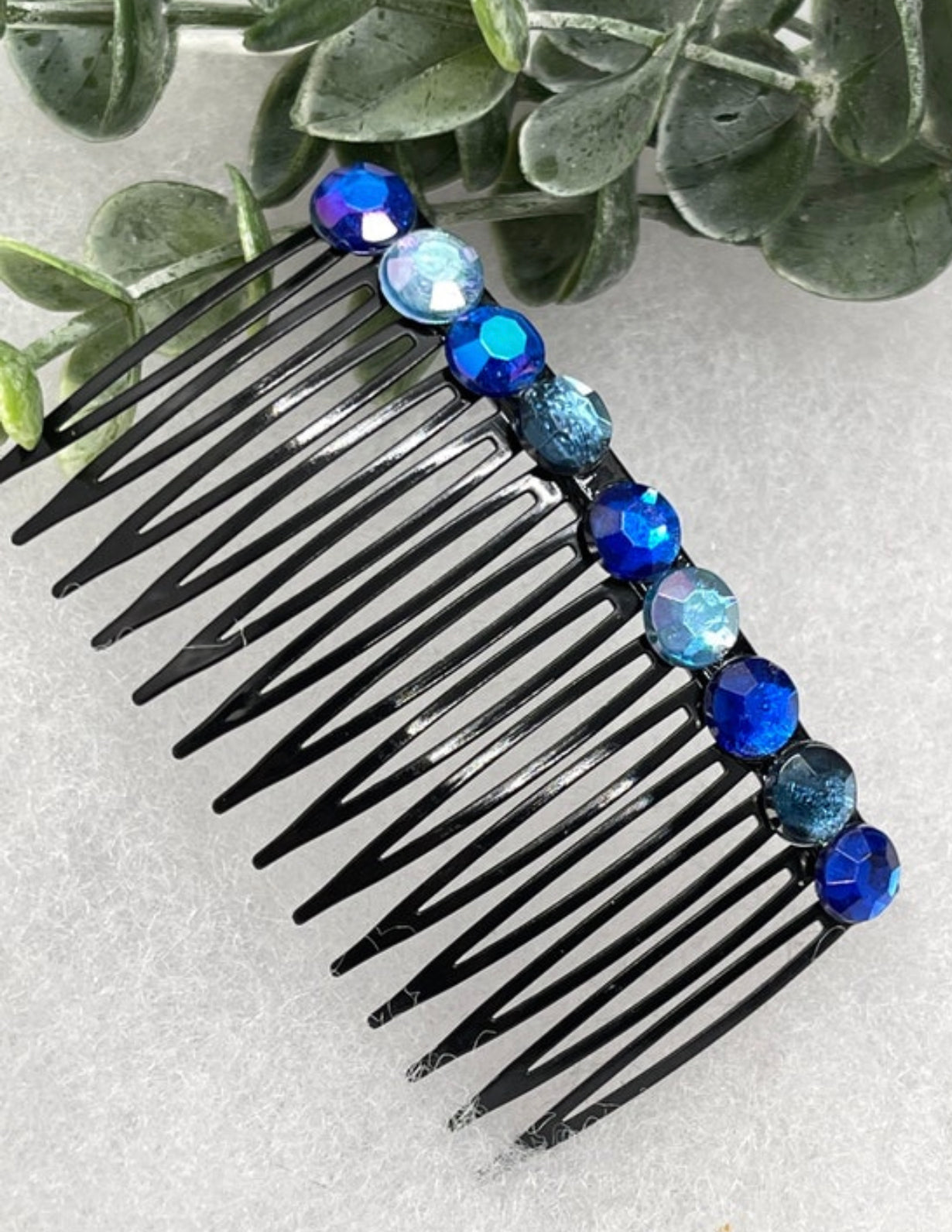 Royal blue Blue faux Rhinestone hair comb accessory side Comb 3.5” plastic side Comb