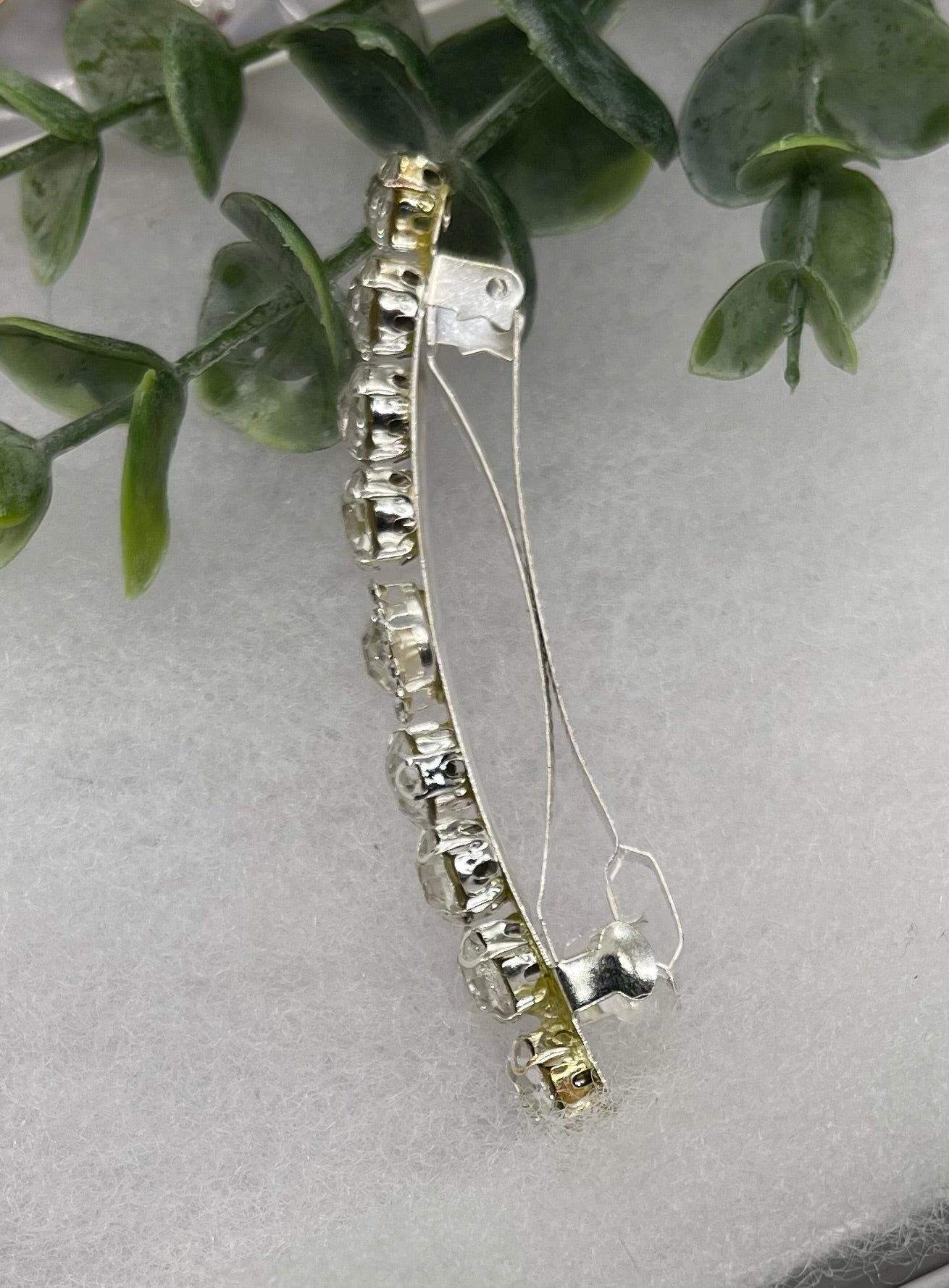 Clear Crystal rhinestone silver tone barrette approximately 3.0” long hair accessory bridal wedding Retro Bridal Party Prom Birthday gifts