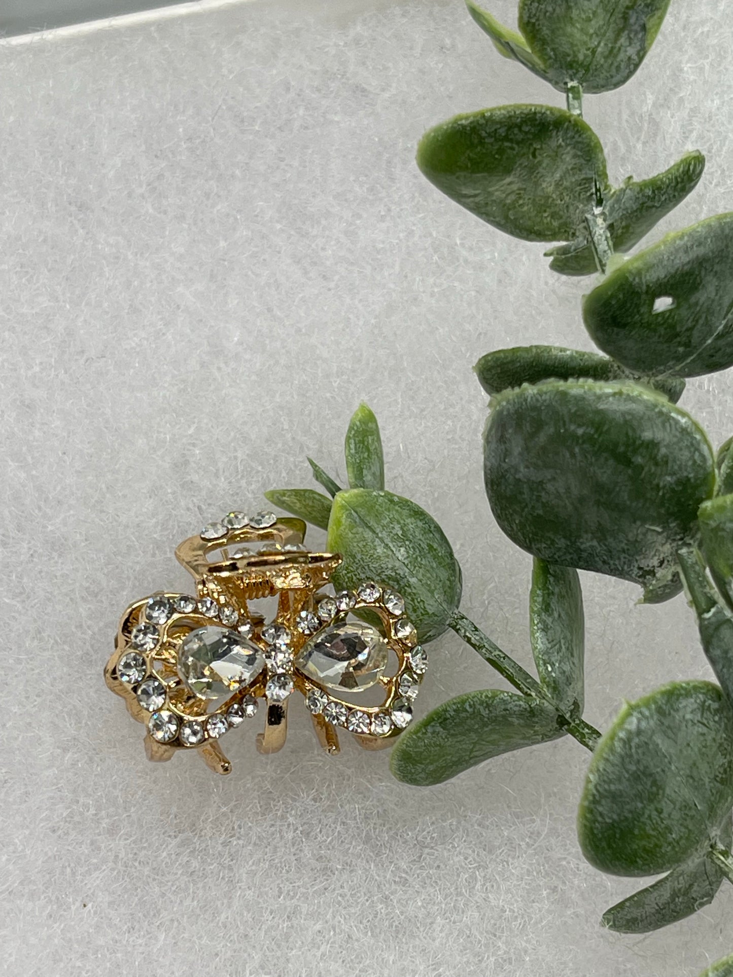 Clear crystal rhinestone approximately 1.0” gold tone hair claw wedding bridal shower engagement formal princess accessory accessories