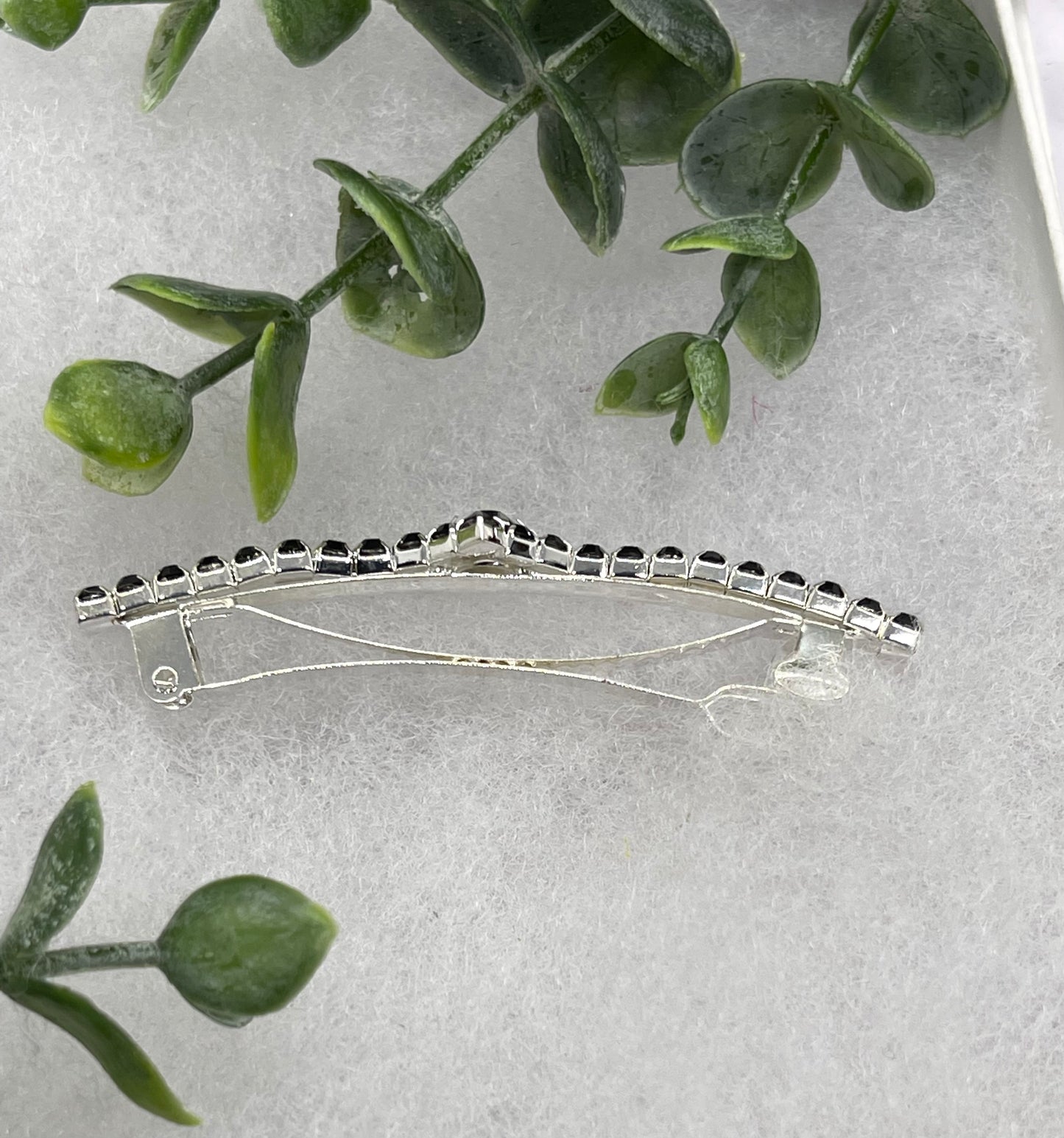 Black Crystal Rhinestone barrette approximately 3.0” silver tone formal hair accessory gift wedding bridal Hair accessory