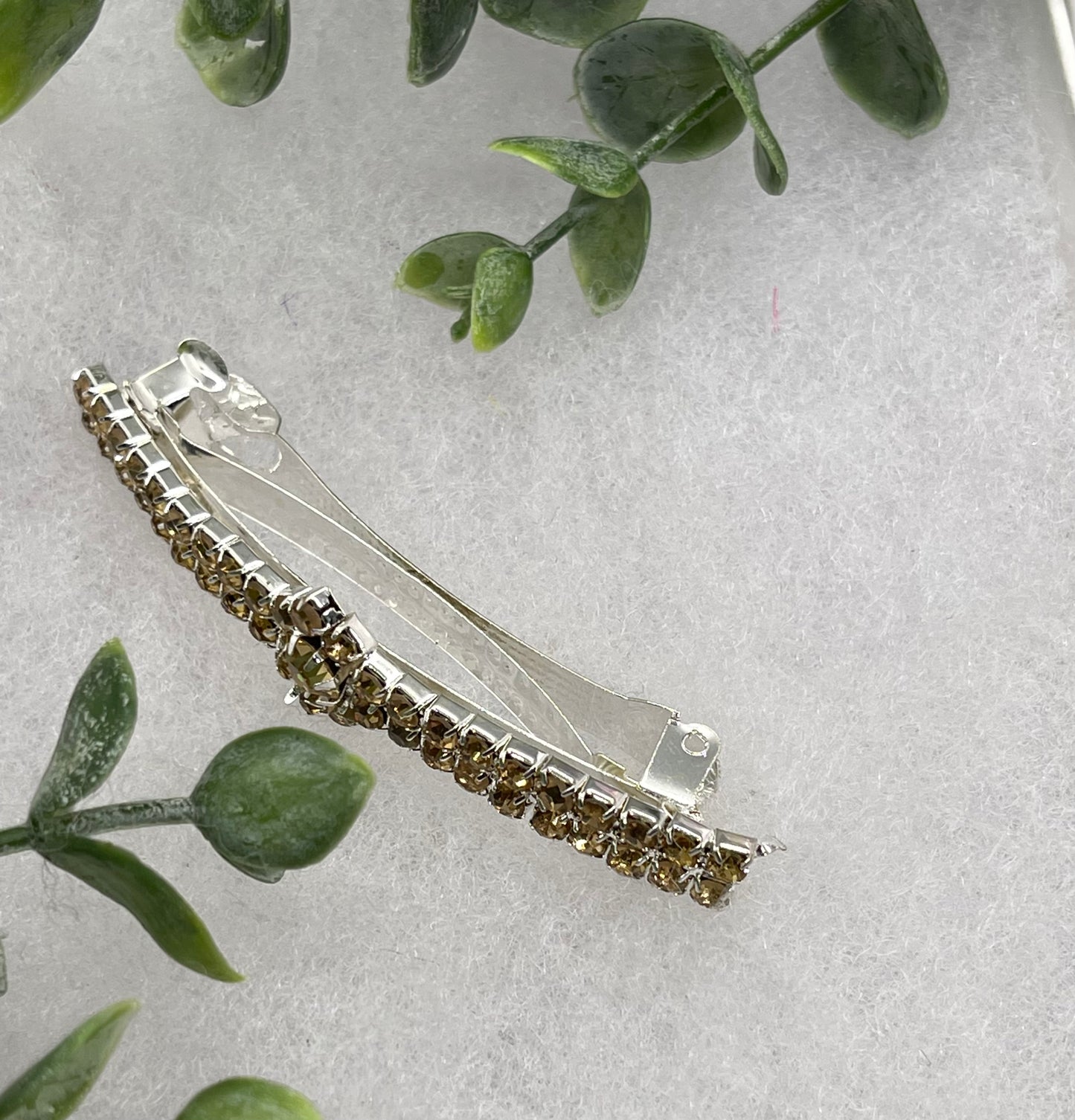 Gold Crystal Rhinestone barrette approximately 3.0” silver tone formal hair accessory gift wedding bridal Hair accessory