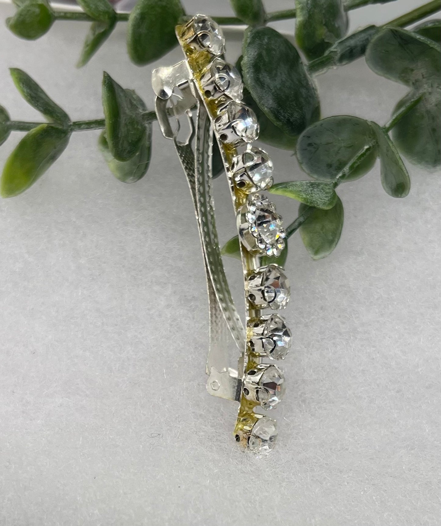 Clear Crystal rhinestone silver tone barrette approximately 3.0” long hair accessory bridal wedding Retro Bridal Party Prom Birthday gifts