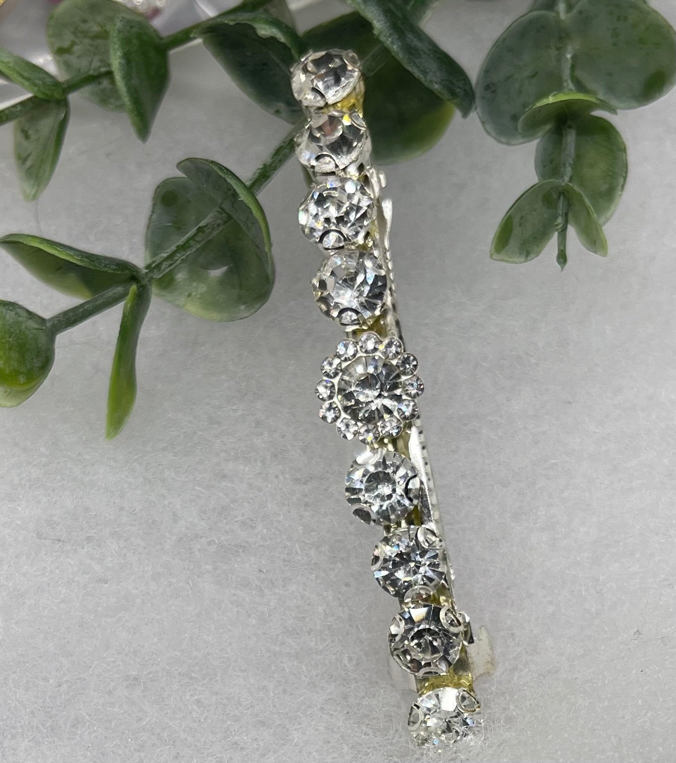Clear Crystal rhinestone silver tone barrette approximately 3.0” long hair accessory bridal wedding Retro Bridal Party Prom Birthday gifts