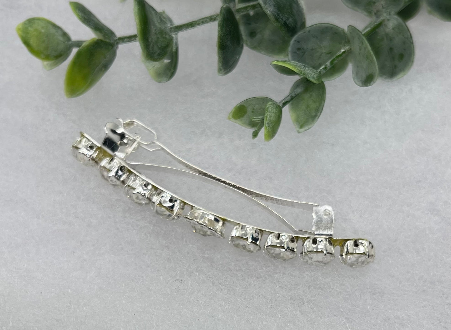 Clear Crystal rhinestone silver tone barrette approximately 3.0” long hair accessory bridal wedding Retro Bridal Party Prom Birthday gifts