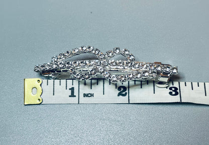 Clear Crystal rhinestone barrette approximately 3.0” silver tone formal hair accessories gift wedding bridesmaid