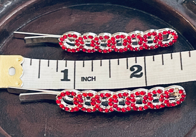 Red Crystal rhinestone hairpins 2pc approximately 2.5”silver tone  formal hair accessories gift wedding bridesmaid princess accessory