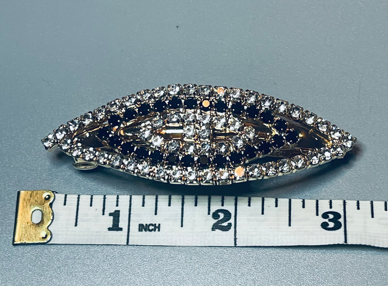 Black clear Crystal rhinestone barrette approximately 3.0” gold tone formal hair accessories gift wedding bridesmaid Prom birthday gifts