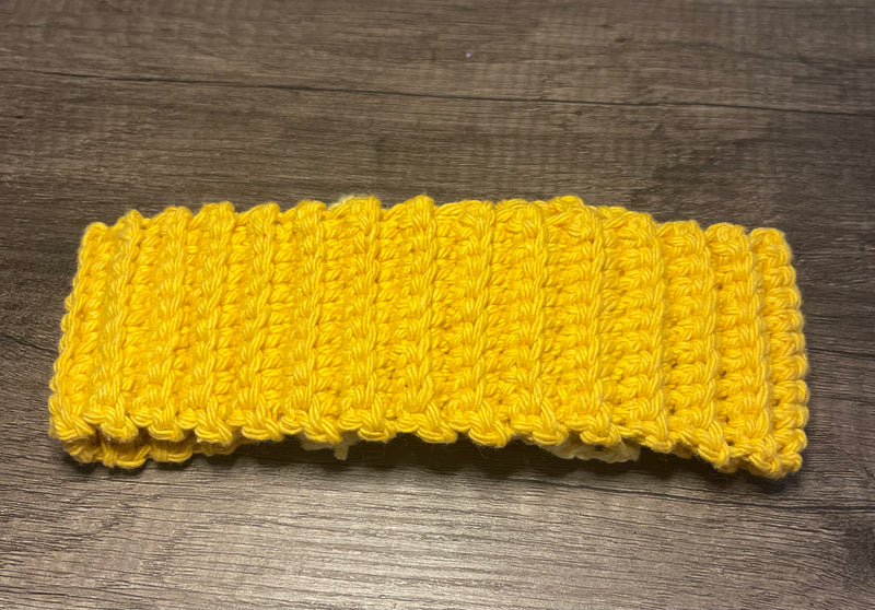 Handmade crochet yellow bow headband 100% cotton girls headband gift soft gentle headband 18” stretchable cotton