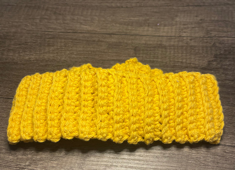 Handmade crochet yellow bow headband 100% cotton girls headband gift soft gentle headband 18” stretchable cotton