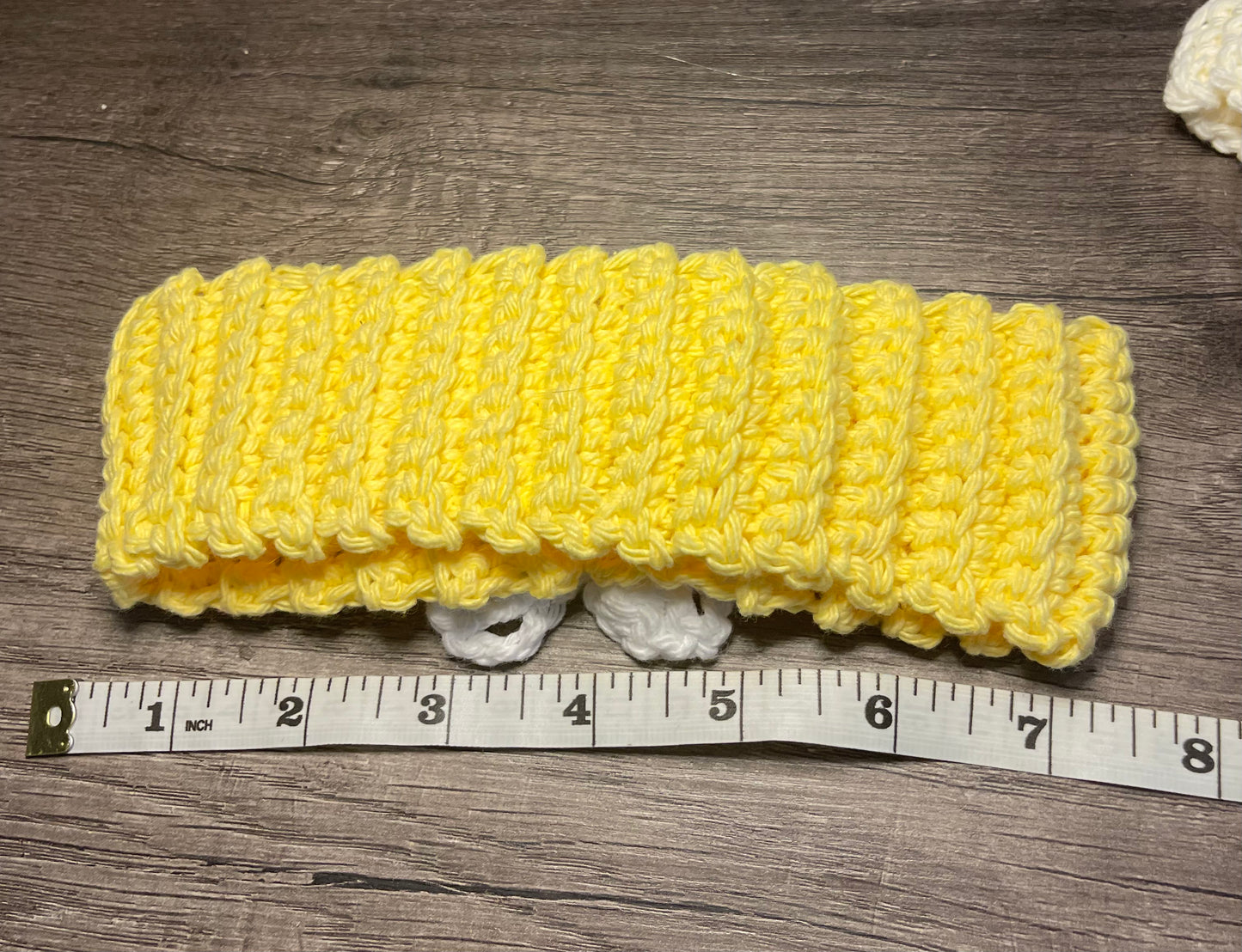 Handmade crochet yellow white daisy flower headband 100% cotton girls headband gift soft gentle headband 18” stretchable cotton