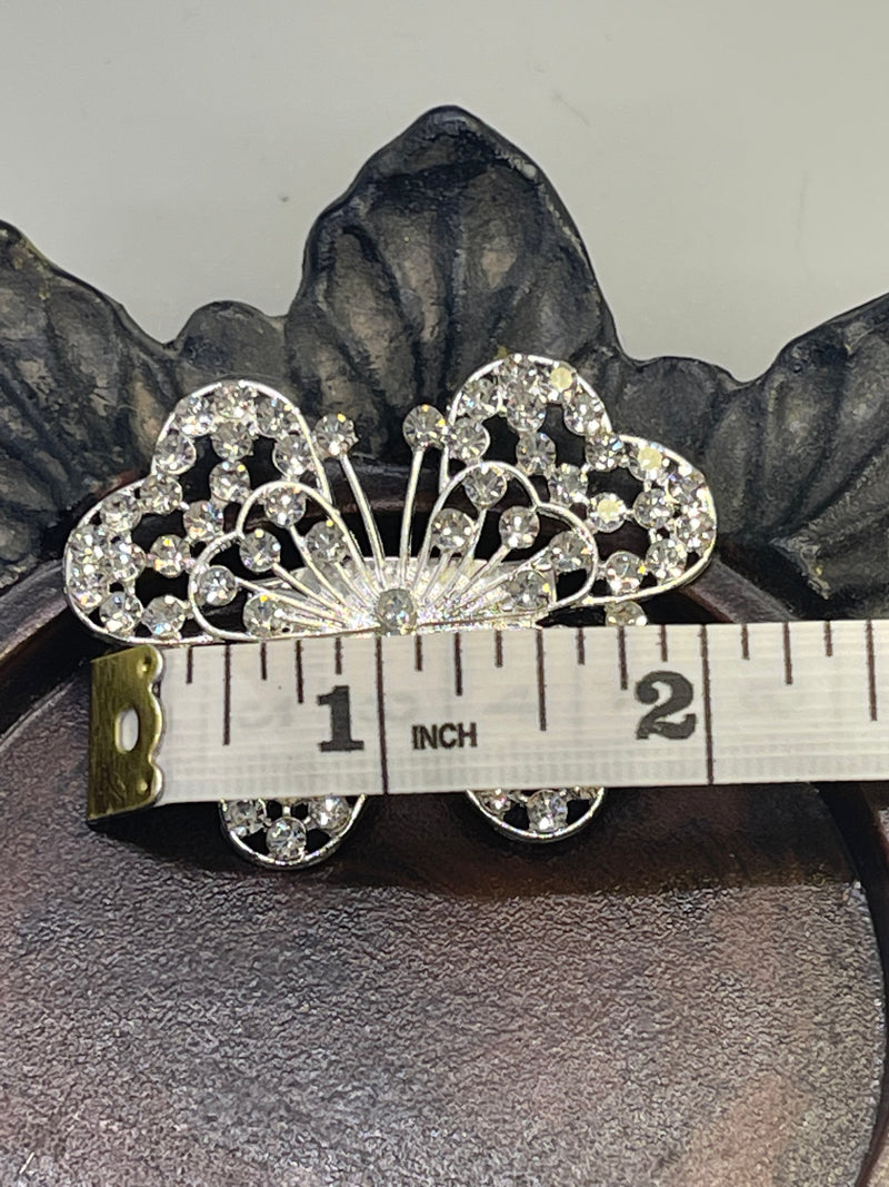 Luxe’s clear Crystal butterfly Brooch Rhinestone silver tone woman with rhinestone gift scarf accessory