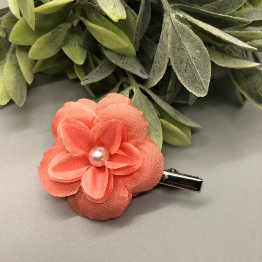 Peach Flower Peach Pearl  Alligator Clip Salon Clips Retro Vintage Style 1 pc