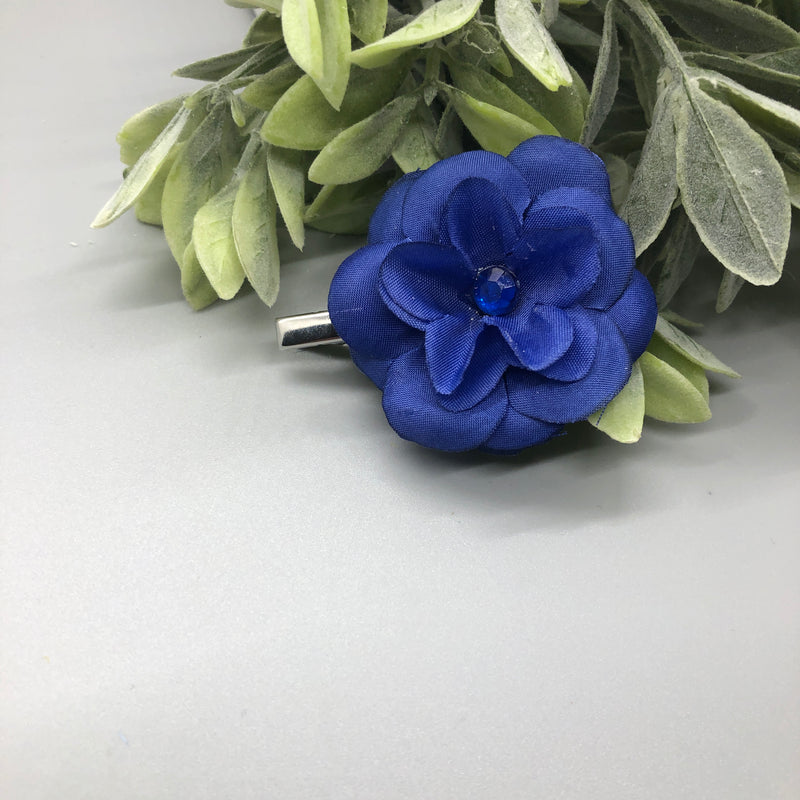 Blue Flower Navy Alligator Clip Salon Clips Retro Vintage Style 1 pc