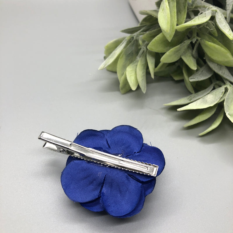 Blue Flower Navy Alligator Clip Salon Clips Retro Vintage Style 1 pc