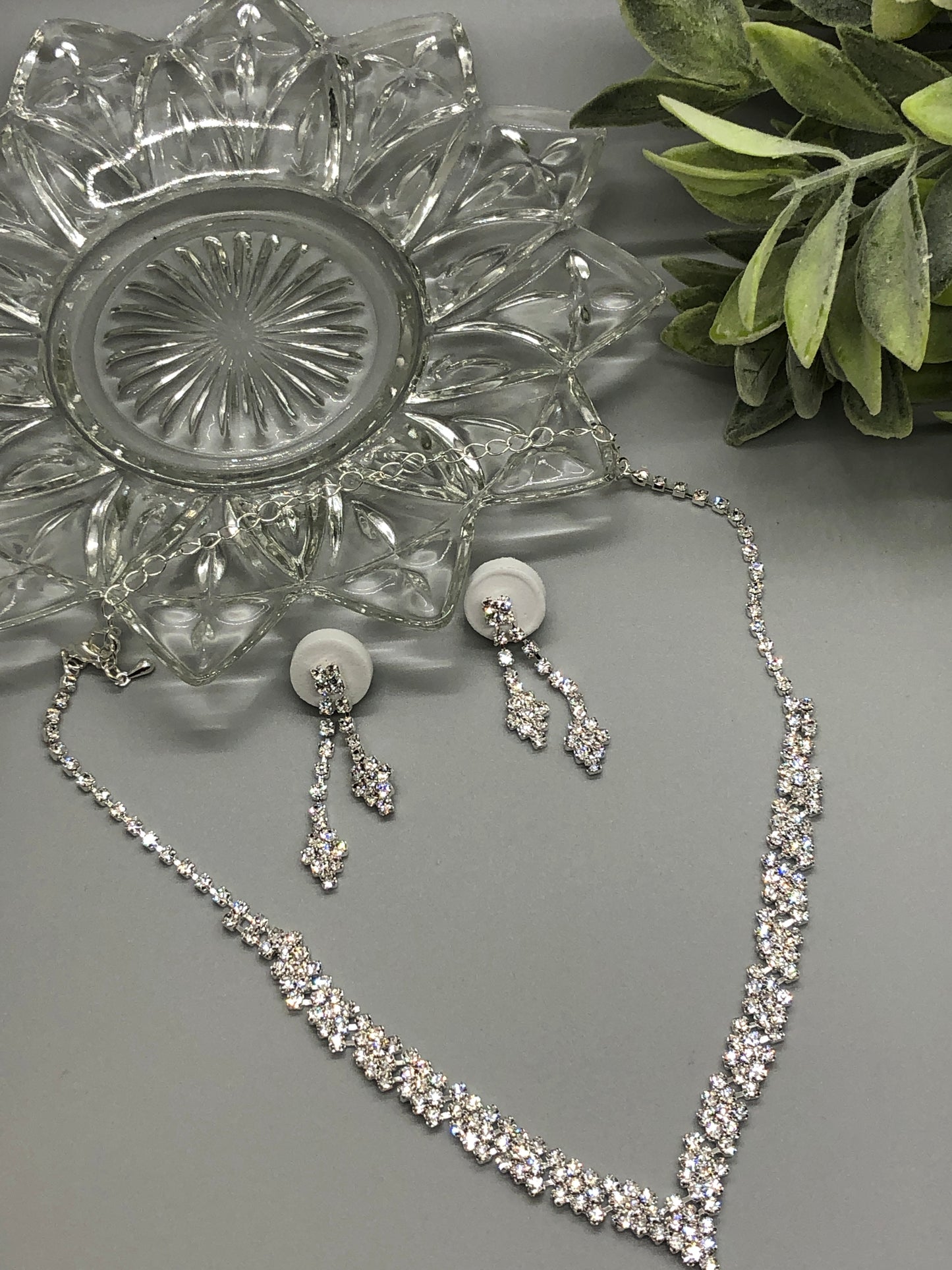 Crystal Rhinestone Bridal Necklace Earrings Sets Wedding Formal Shower Party Event Accessories #005