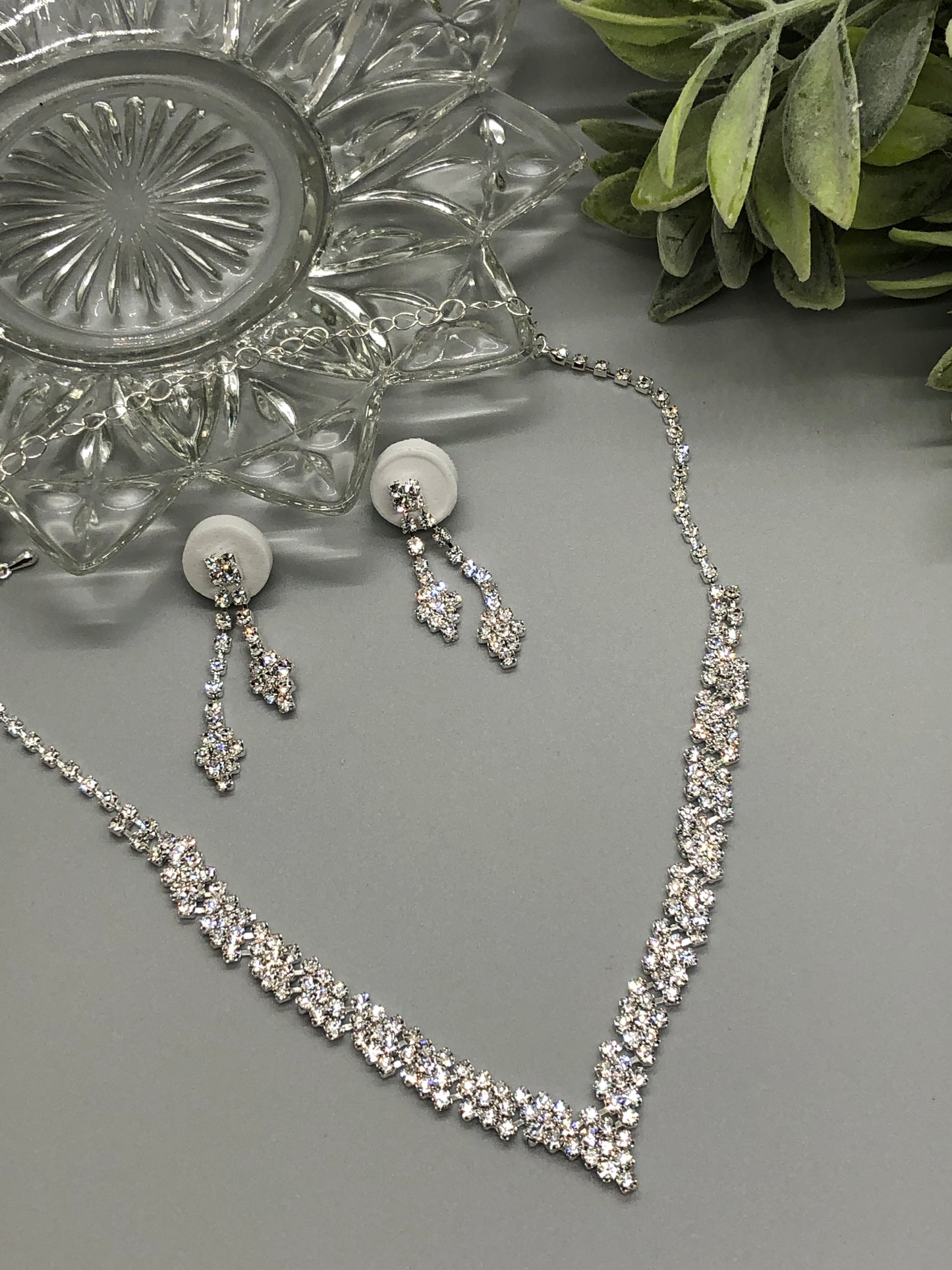 Crystal Rhinestone Bridal Necklace Earrings Sets Wedding Formal Shower Party Event Accessories #005