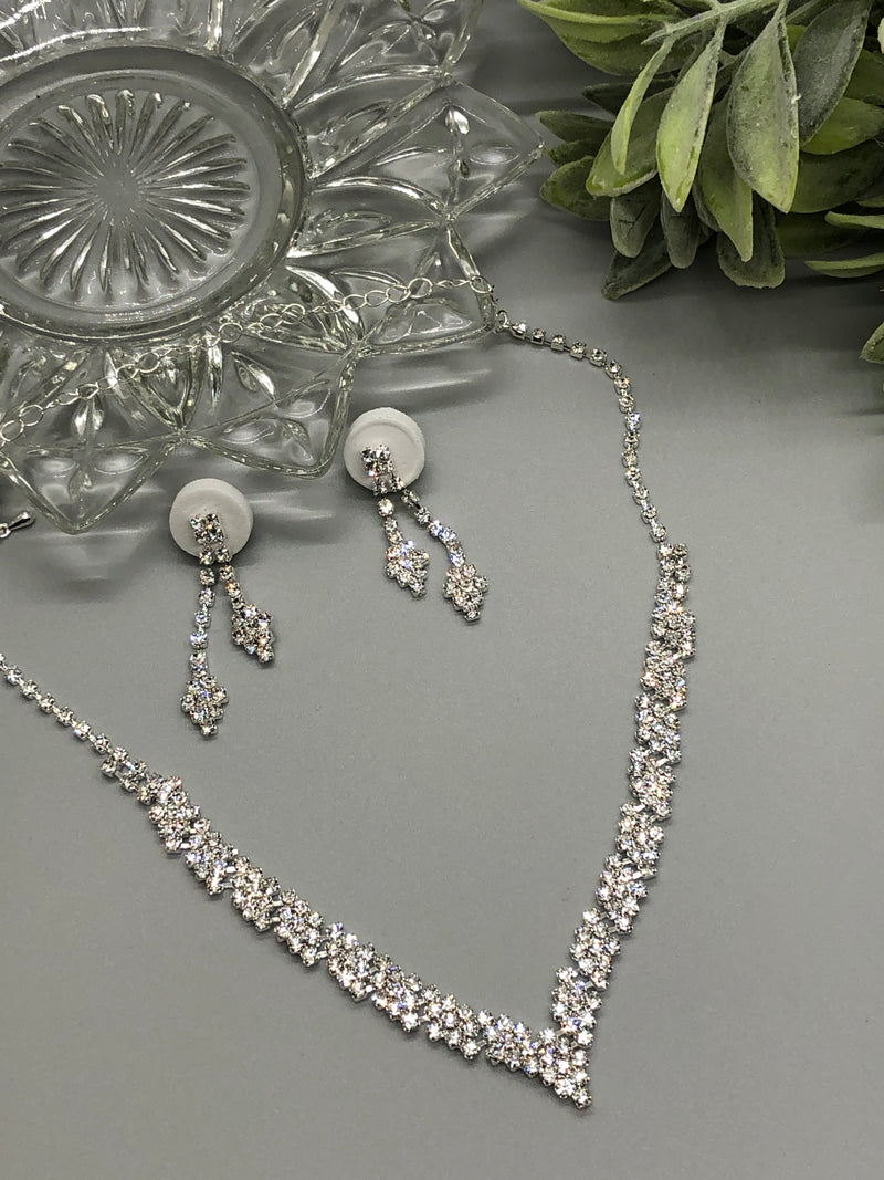 Crystal Rhinestone Bridal Necklace Earrings Sets Wedding Formal Shower Party Event Accessories