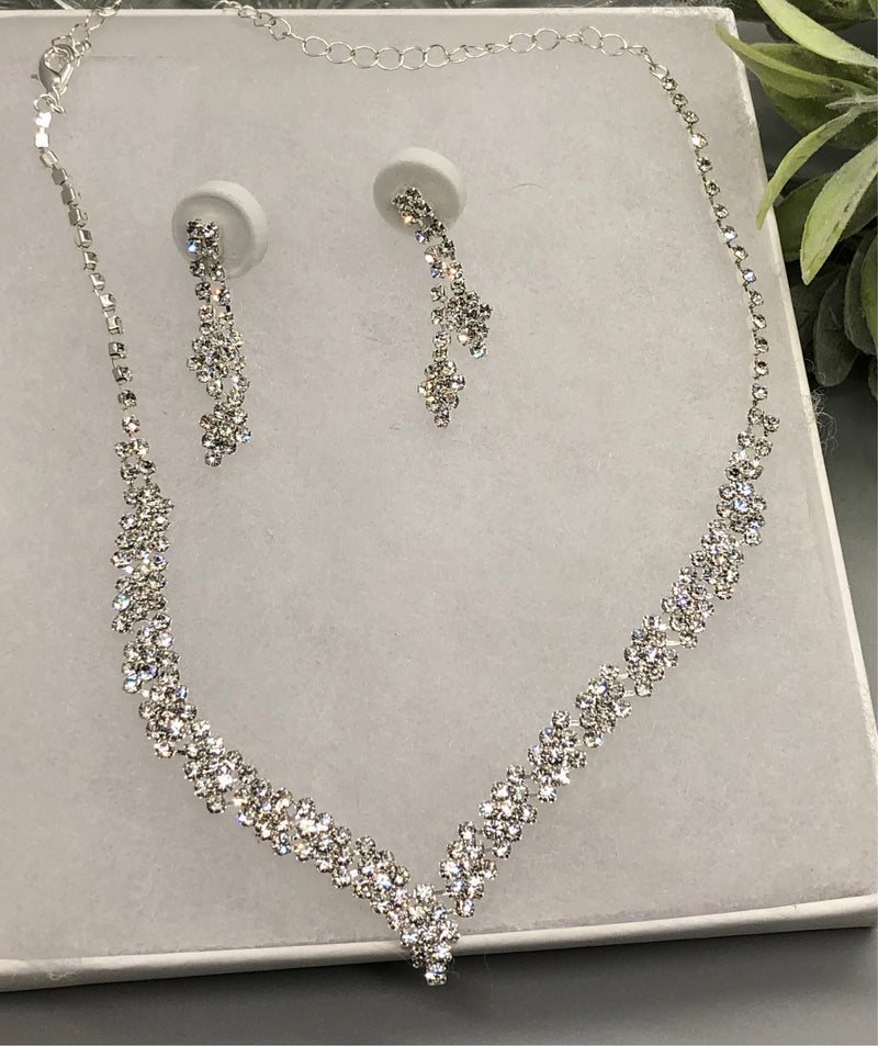 Crystal Rhinestone Bridal Necklace Earrings Sets Wedding Formal Shower Party Event Accessories