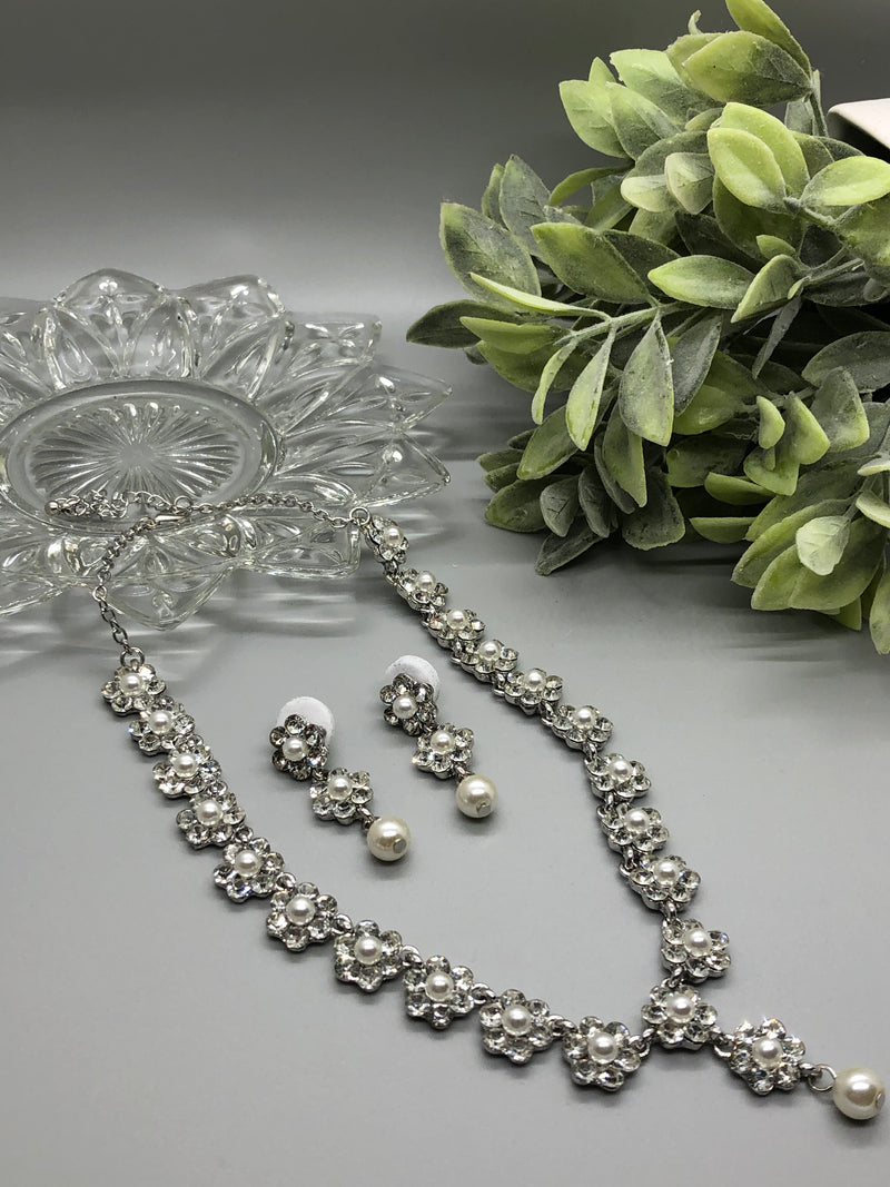 Crystal Pearls  Rhinestone Bridal Necklace Earrings Sets Wedding Formal Shower Party Event Accessories