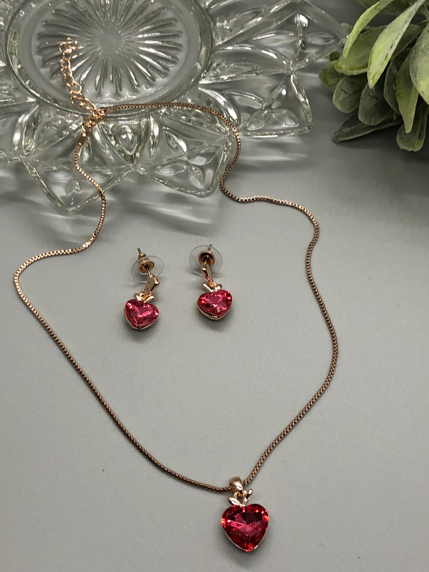 Pink Crystal Rhinestone Bridal Necklace Earrings Sets Wedding Formal Shower Party Event Accessories #008