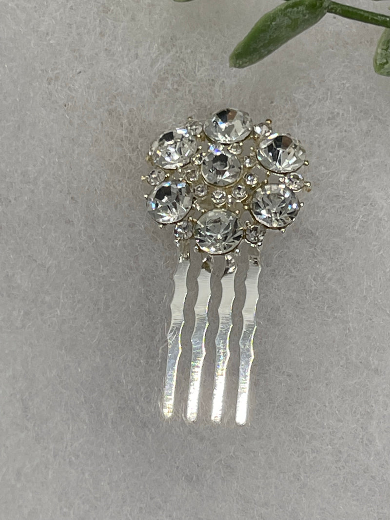 Clear crystal rhinestone flower approximately 2.0” hair side comb wedding bridal shower engagement formal princess accessory accessories