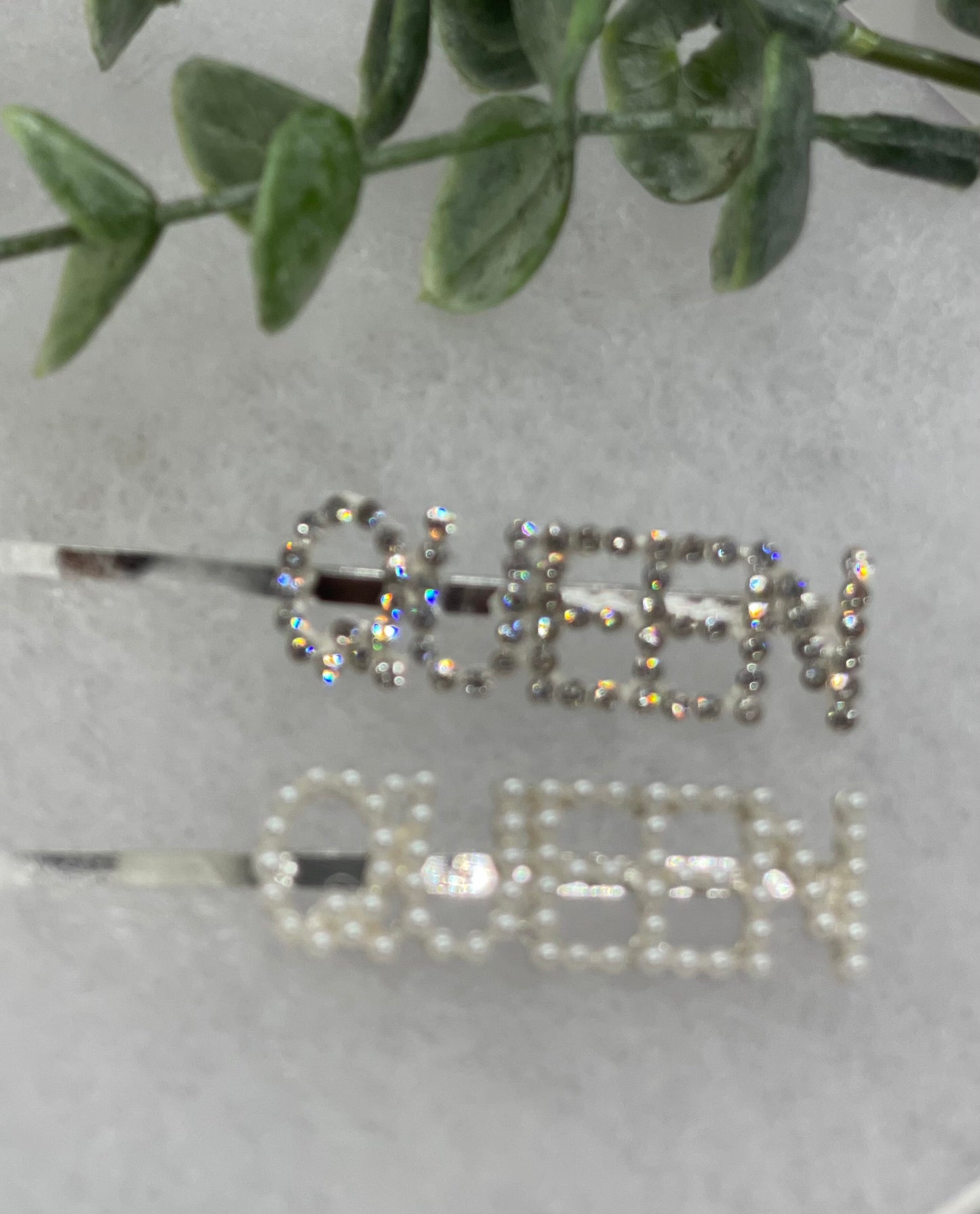 Silver Crystal Pearl Rhinestone 2 pc set hair pins approximately 3.0” QUEEN letter formal princess accessory accessories birthday gift