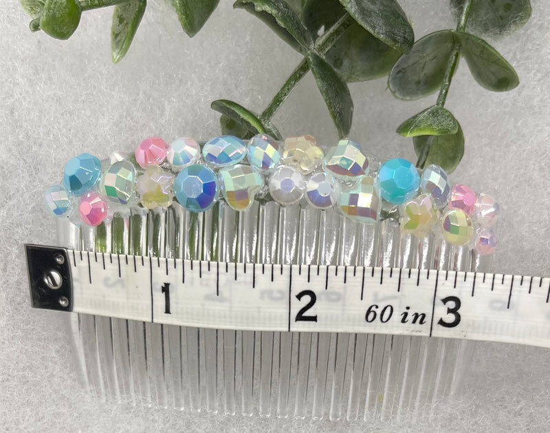 Cotton candy multiple color Style faux pearl  3.5” plastic side Comb bridal accents handmade by hairdazzzel wedding accessory