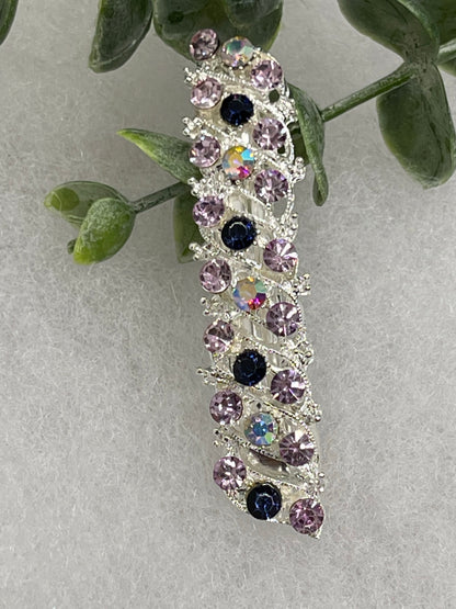 Purple blue Crystal rhinestone barrette approximately 3.0” wedding bridal shower engagement formal princess accessory at
