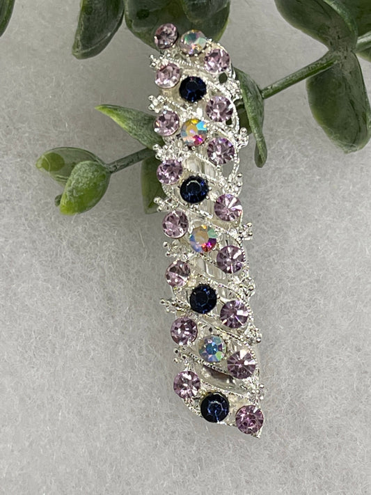 Purple blue Crystal rhinestone barrette approximately 3.0” wedding bridal shower engagement formal princess accessory at
