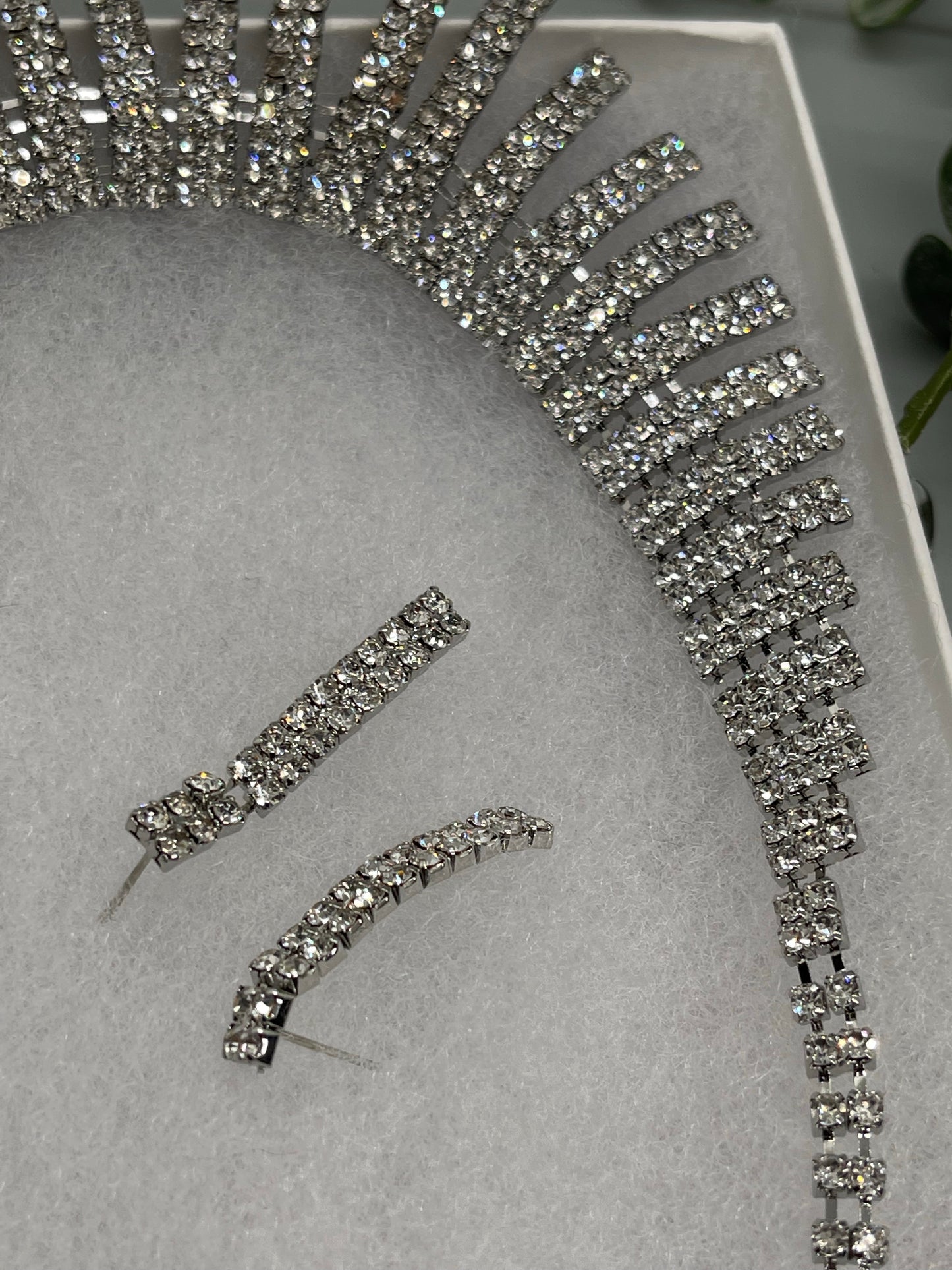 Elegant silver rhinestone crystal necklace earrings set Rhinestone Jewelry Sets earring necklace wedding engagement party