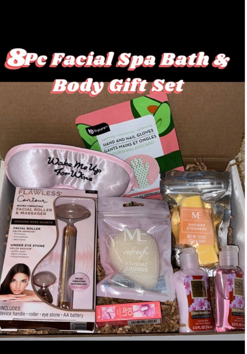 8 Pc facial body & bath spa gift set Box Valentine’s Day Birthday Shower Thinking Of You Get well any occasion gift sets free shipping