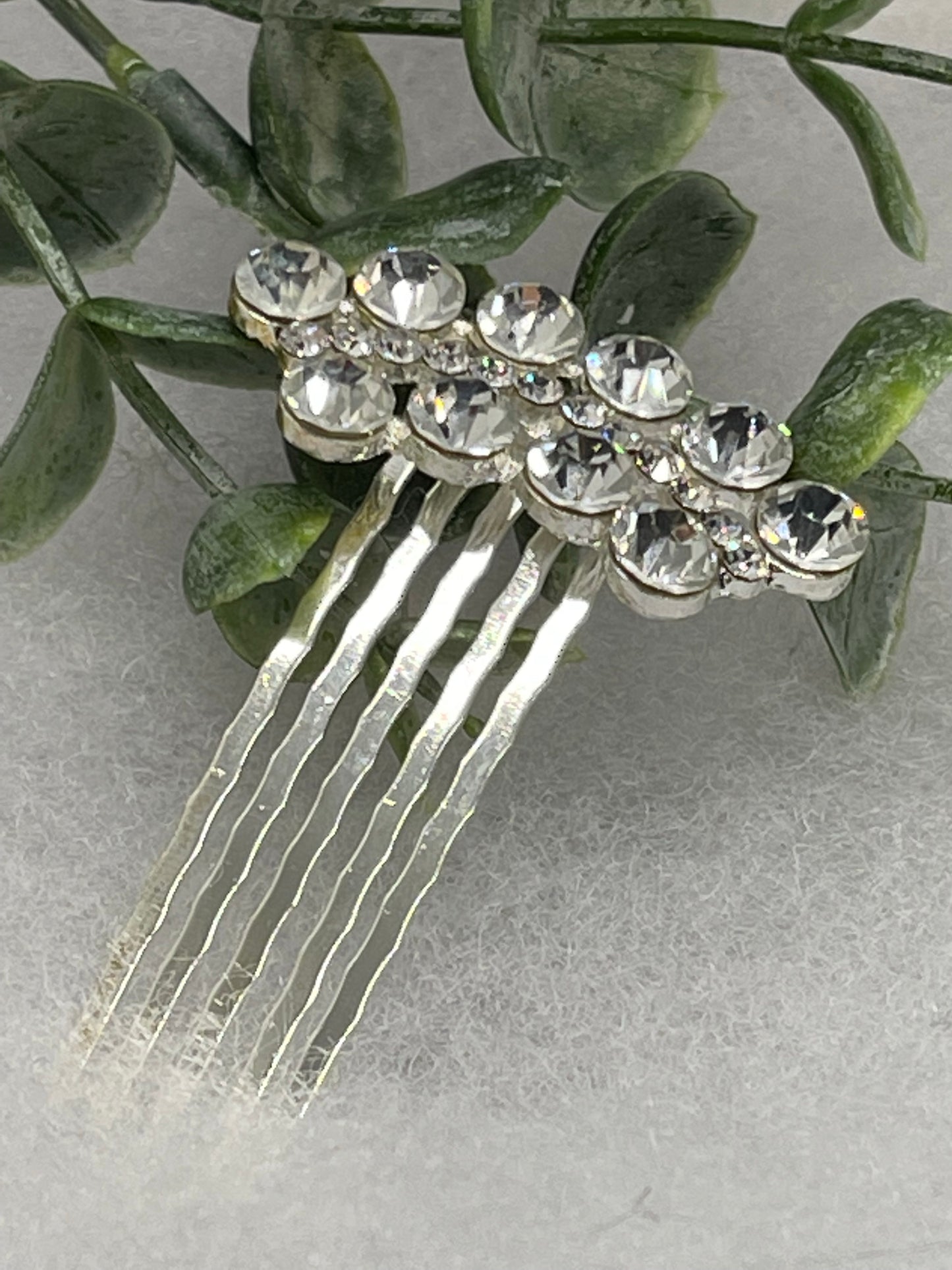 Silver crystal rhinestone flowers approximately 2.5” hair side comb wedding bridal shower engagement formal princess accessory accessories