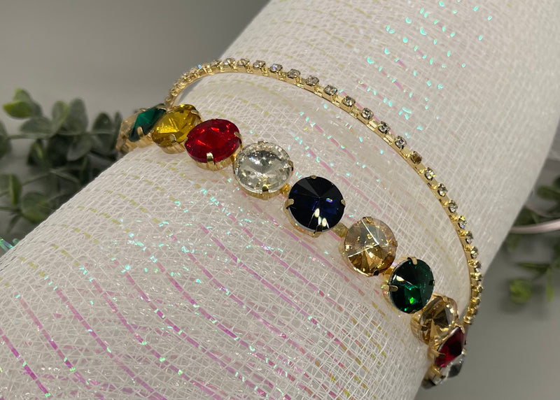 Rainbow crystal rhinestone luxe headband Elegant formal princess wedding engagement birthday bridesmaid