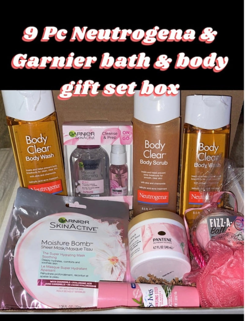 9 Pc Neutrogena & Garnier Gift Set Box Valentine’s Day Birthday Shower Get Well Thinking Of You. Free shipping