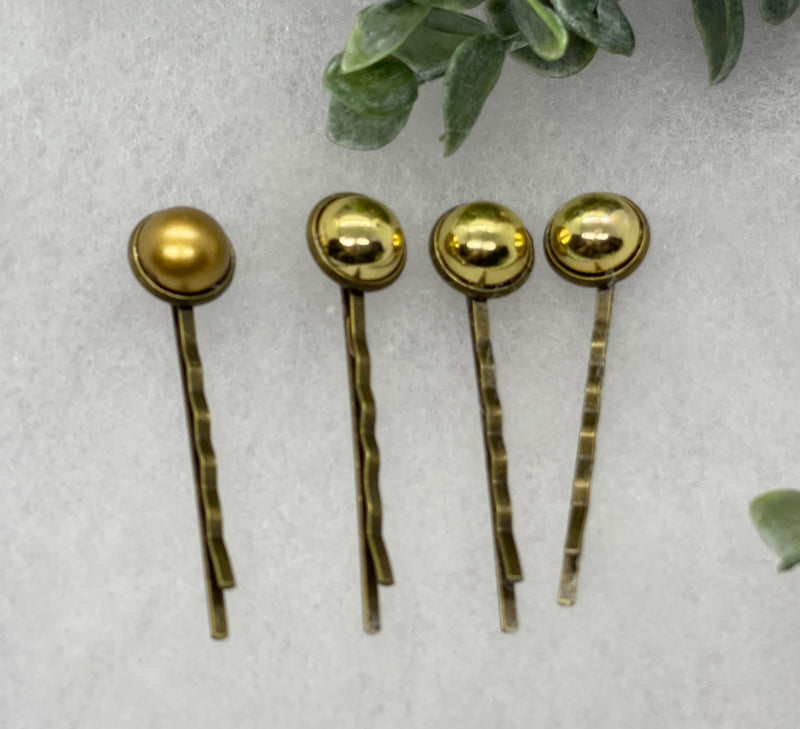 Gold faux pearl 4 pc set Gold Antique vintage Style approximately 3.0” hair pin wedding engagement bride princess formal hair accessories