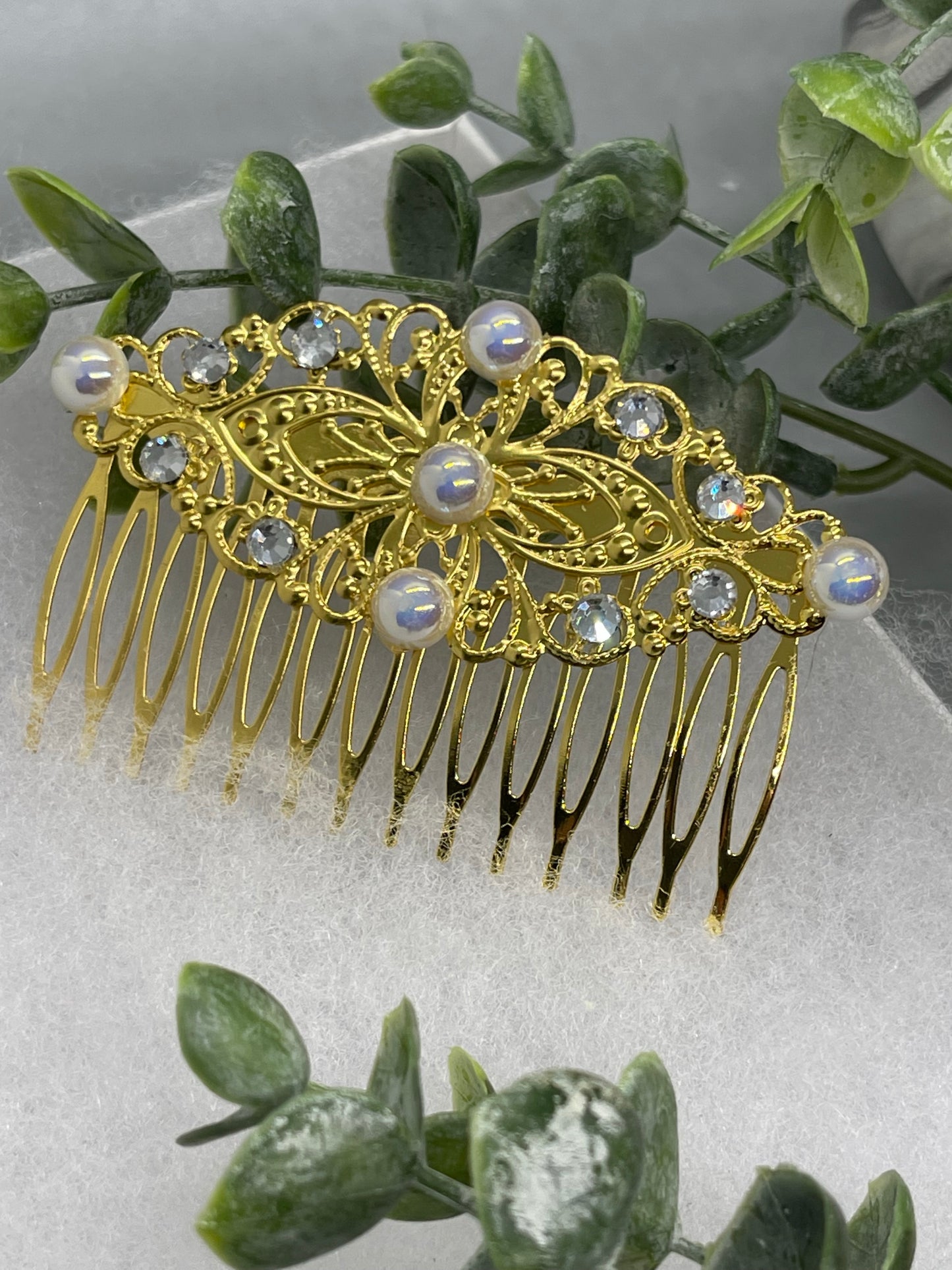 White pearl vintage style tone side comb hair accessory accessories gift birthday event formal bridesmaid wedding