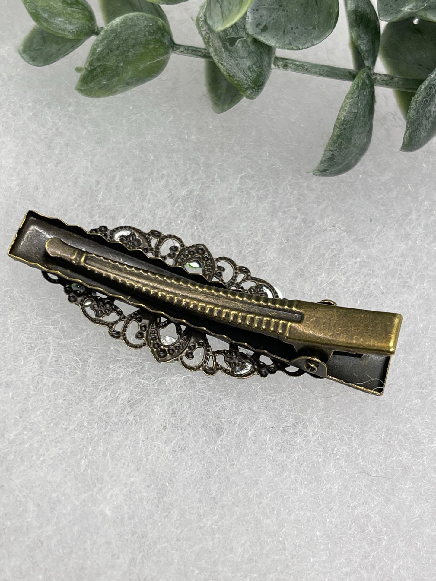 Red Crystal vintage antique style leaf hair alligator clip approximately 2.5” long Handmade hair accessory bridal wedding Retro