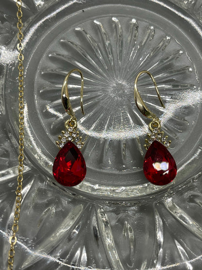 Ruby Red crystal rhinestone necklace earrings set with rhinestone Zinc Alloy Jewelry Sets earring necklace plated fashion jewelry
