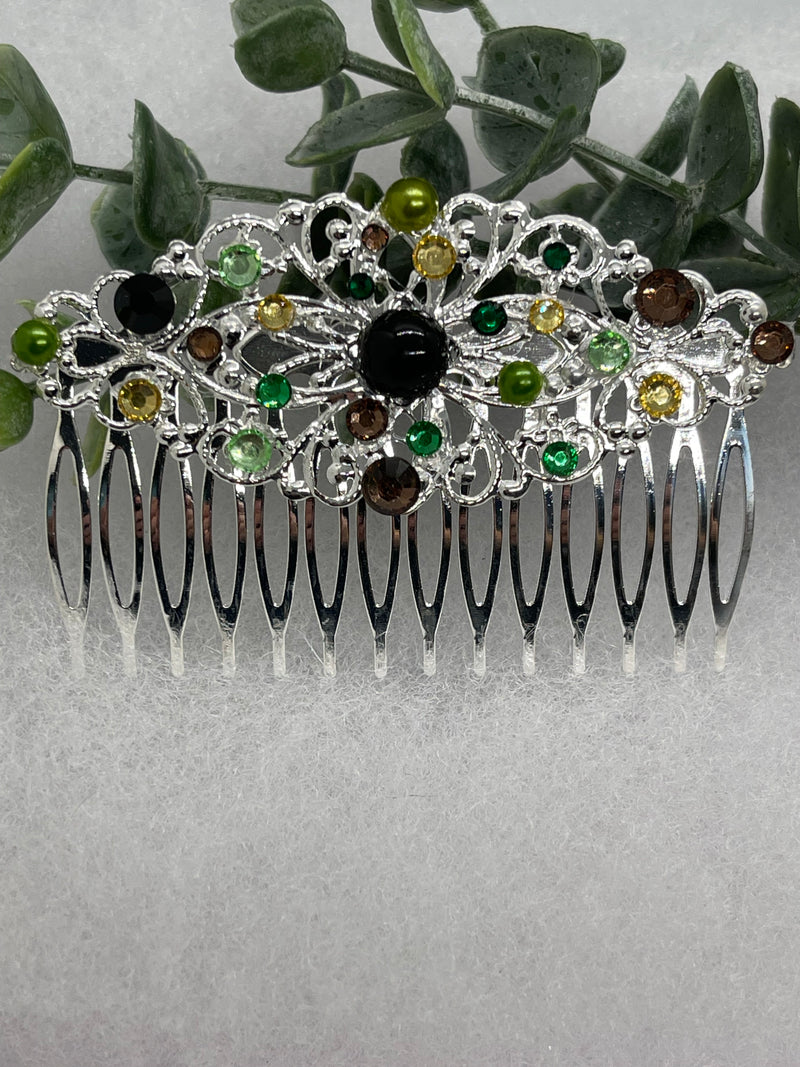 Camouflage crystal rhinestone 3.5”silver side comb Antique vintage style bridal Wedding shower sweet 16 birthday princess bridesmaid hair accessory