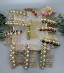 Purple White  gold beaded side Comb 3.5” gold Metal hair Accessories bridesmaid birthday princess wedding gift handmade accessories
